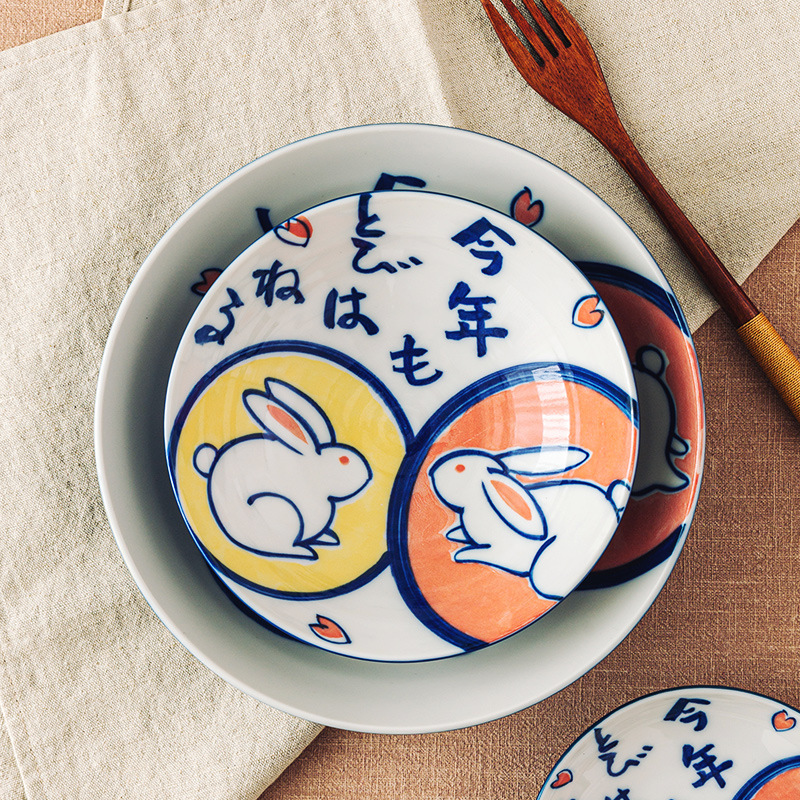 Японский импортный кролик, керамическая супница, палетка, обеденная тарелка