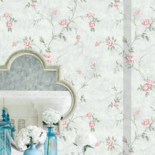 浪漫田园无纺布精压墙纸家用客厅婚房卧室床头背景墙壁纸素色搭配