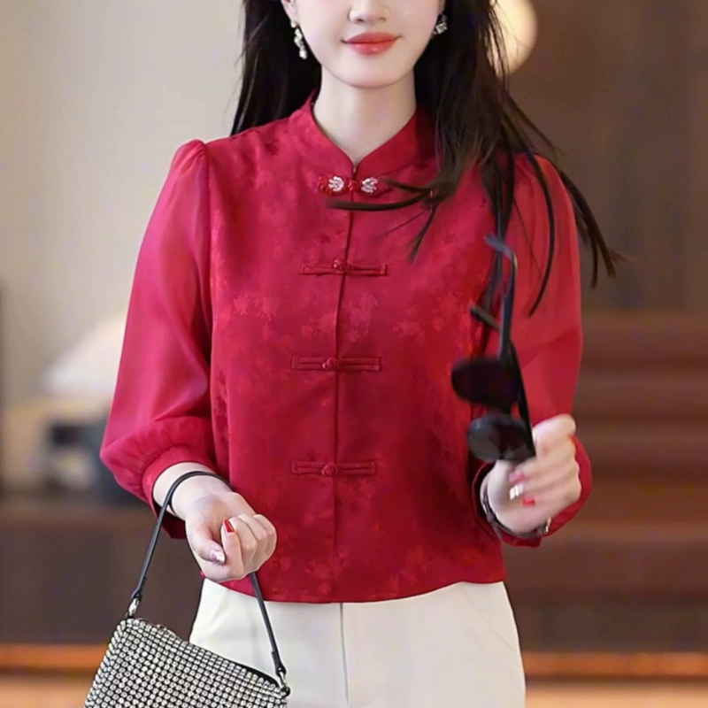Национальная рубашка в китайском стиле, новинка 2025 года, винтажная летняя укороченная модная молодежная блузка для похудения