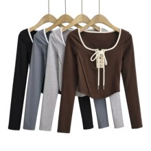 �ļ��¿�ŷ��Ůװʱ�д�ɫƴɫ��������������ͷT������C74302