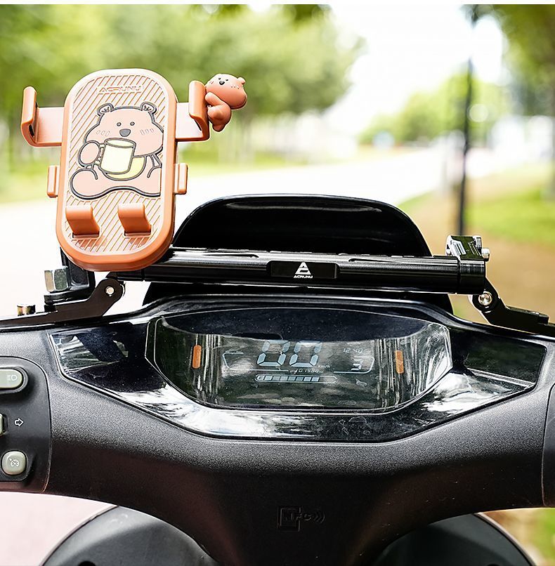 Adjustable Crossbar Phone Holder for Delivery Electric Bikes, Modified Aluminum Alloy Balance Bar Extension for Scooters