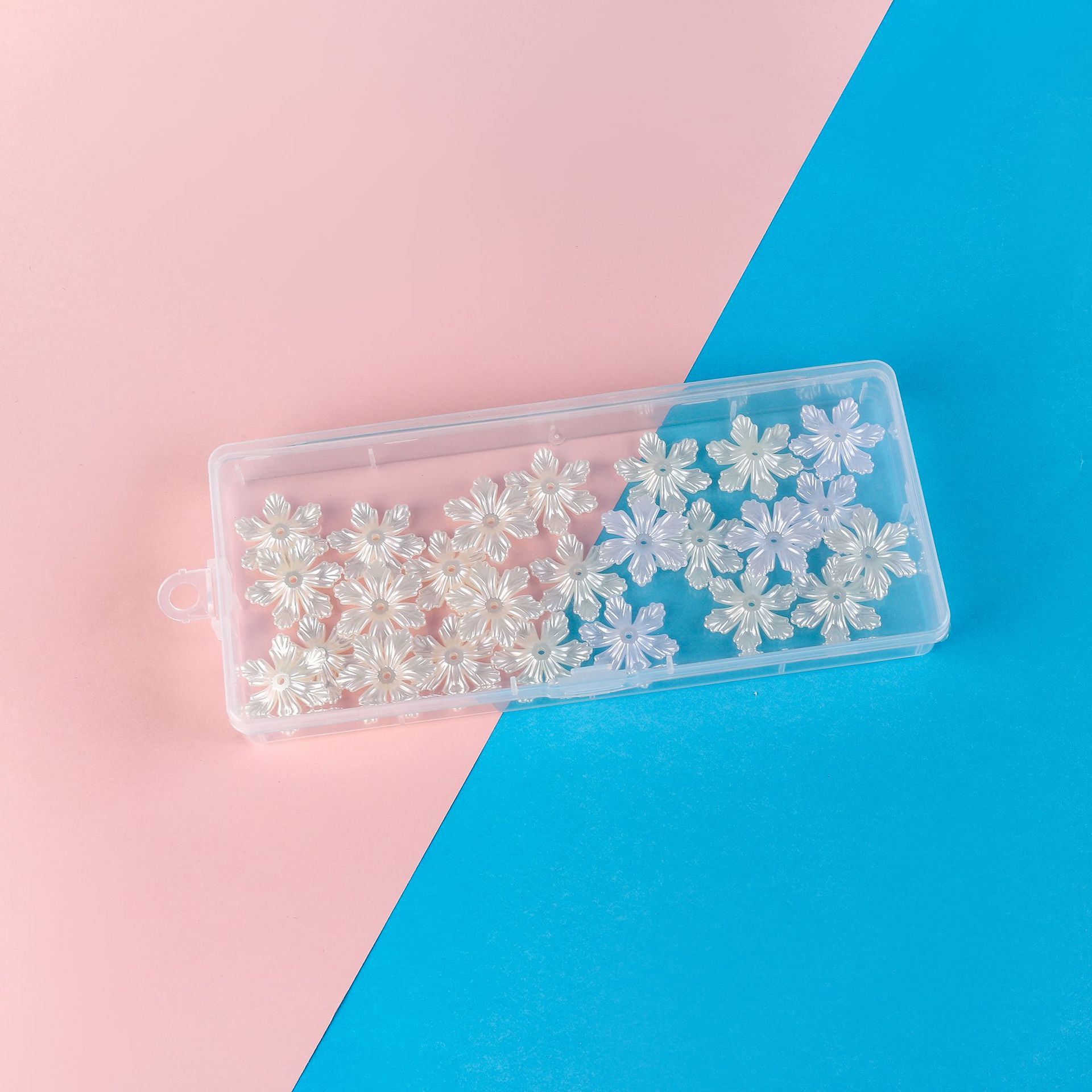 Transparent rectangular plastic box for manicure
