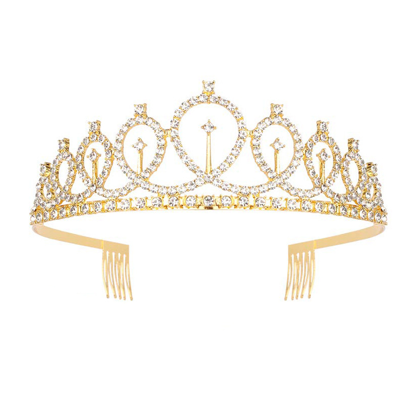 Corona de novia europea y americana color transfronteriza diamante banda de pelo barroco aleación corona vestido de boda accesorios para el cabello