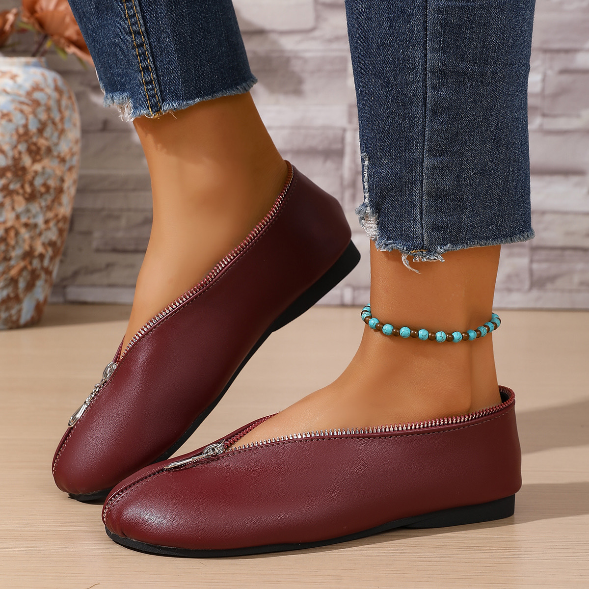 Mocassini donna comodi scarpe basse slip on con cerniera_voghion.com