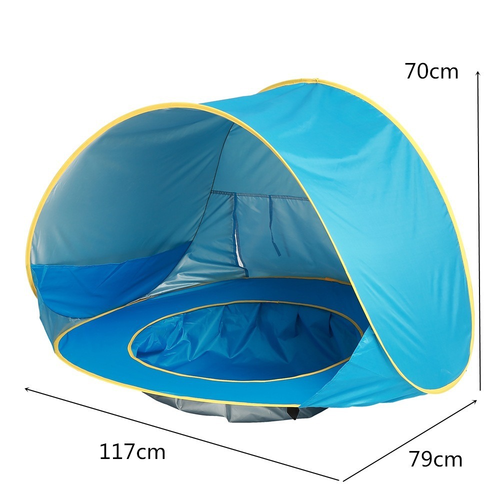 Carpa de playa con parasol para acampar al aire libre para niños, con almacenamiento de agua, piscina de bolas para bebés, piscina de playa plegable y de apertura rápida.