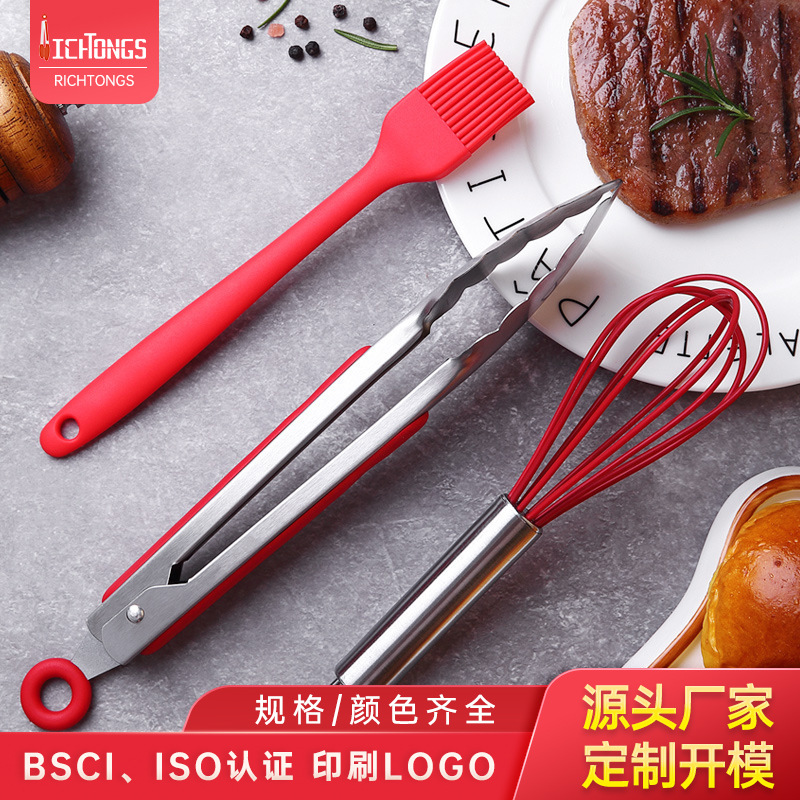 Clips de alimentos de acero inoxidable personalizados, clips de filete de barbacoa, huevo de cajón de huevo, batedor de huevos, cepillo de aceite, clips de alimentos