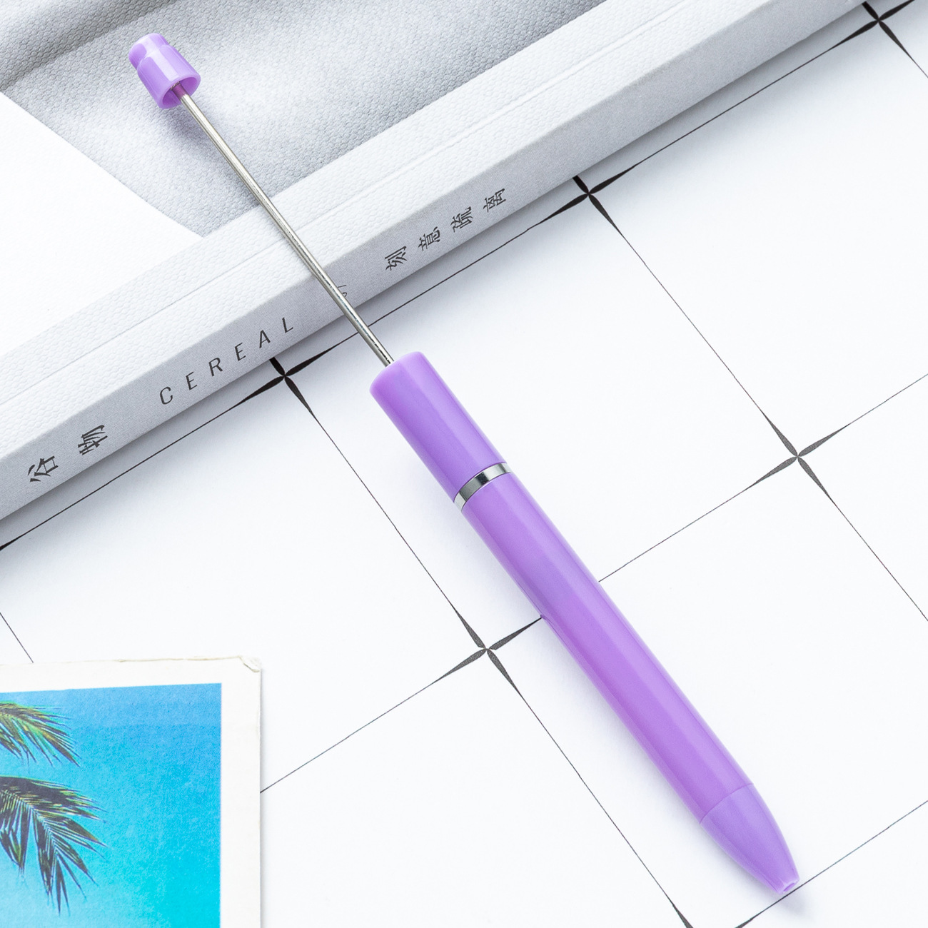 Inventario al por mayor creativo diy bolígrafo de cuentas largos bolígrafo de cuentas de impresión personalizado bolígrafo de cuentas de mano