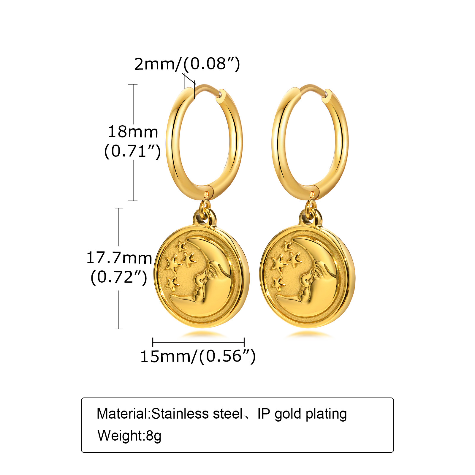 Simple Style Tortoise Round Dragonfly Stainless Steel Plating Drop Earrings 1 Pair