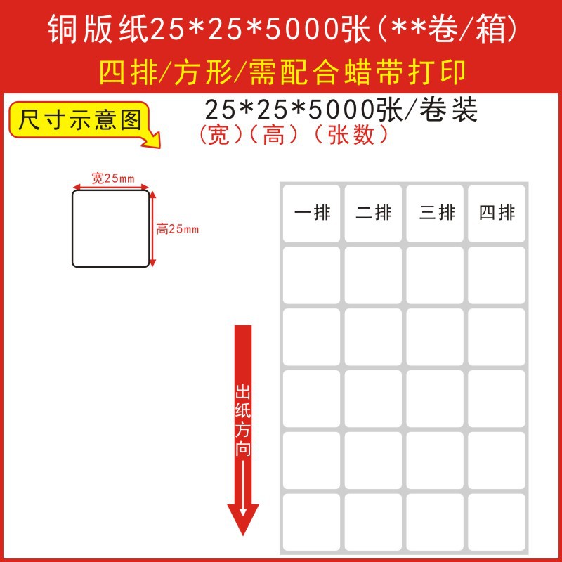 고품질 동판 25*25*5000장 4열 정사각형
