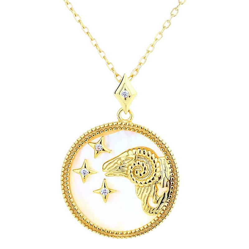 Doce constelación de la suerte collar mujer S925 plata esterlina blanco fritillary colgante coreano Shell Amazon europeo y americano clavícula cadena