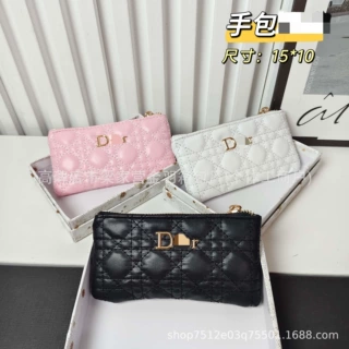 迪家菱格绣线手拿包多卡位证件卡包钱包轻便百搭女士新款现货批发