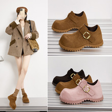 复古厚底增高全包勃肯鞋子女鞋2026新款百搭一字扣单鞋乐福小皮鞋