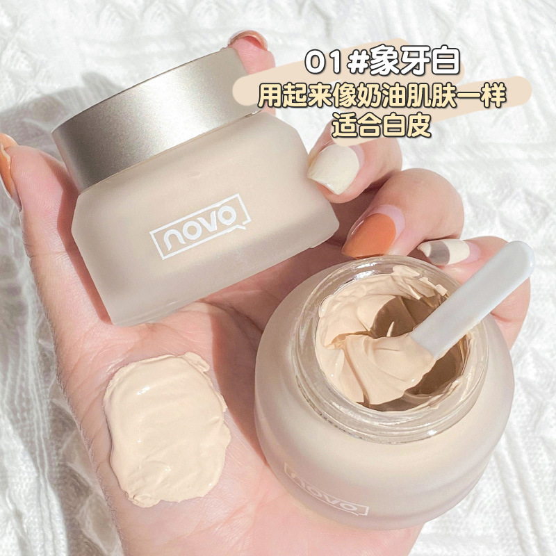 NOVO 高級ソフトライトリキッドファンデーション防水性と耐汗性非除去コンシーラー保湿保湿学生パーティー手頃な価格のファンデーションクリーム|undefined