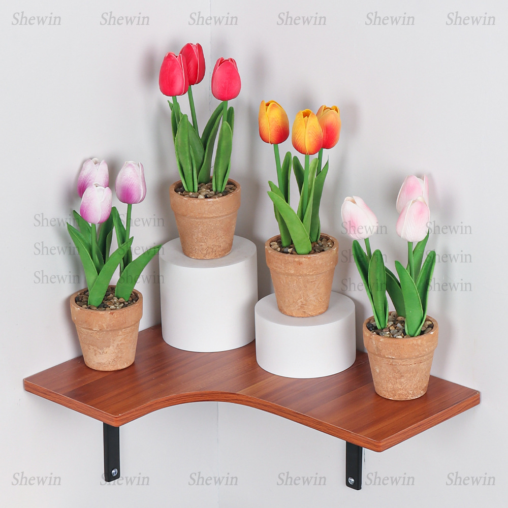 Venta caliente Eva espuma pulpa de tulipanes macetas flores de simulación Pu mini tulipanes decoración de escritorio doméstico bonsái