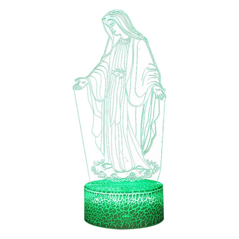 Luz de noche LED personalizada Jesús Virgen Ángel serie lámpara de mesa regalo creativo acrílico 3D noche luz al por mayor