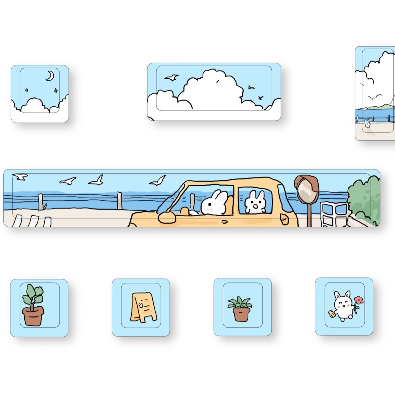 Tema lindo personalizado teclado suplementario de ocho piezas conjunto de sublimación de cinco lados fábrica original MDA fábrica original teclado altamente mecánico