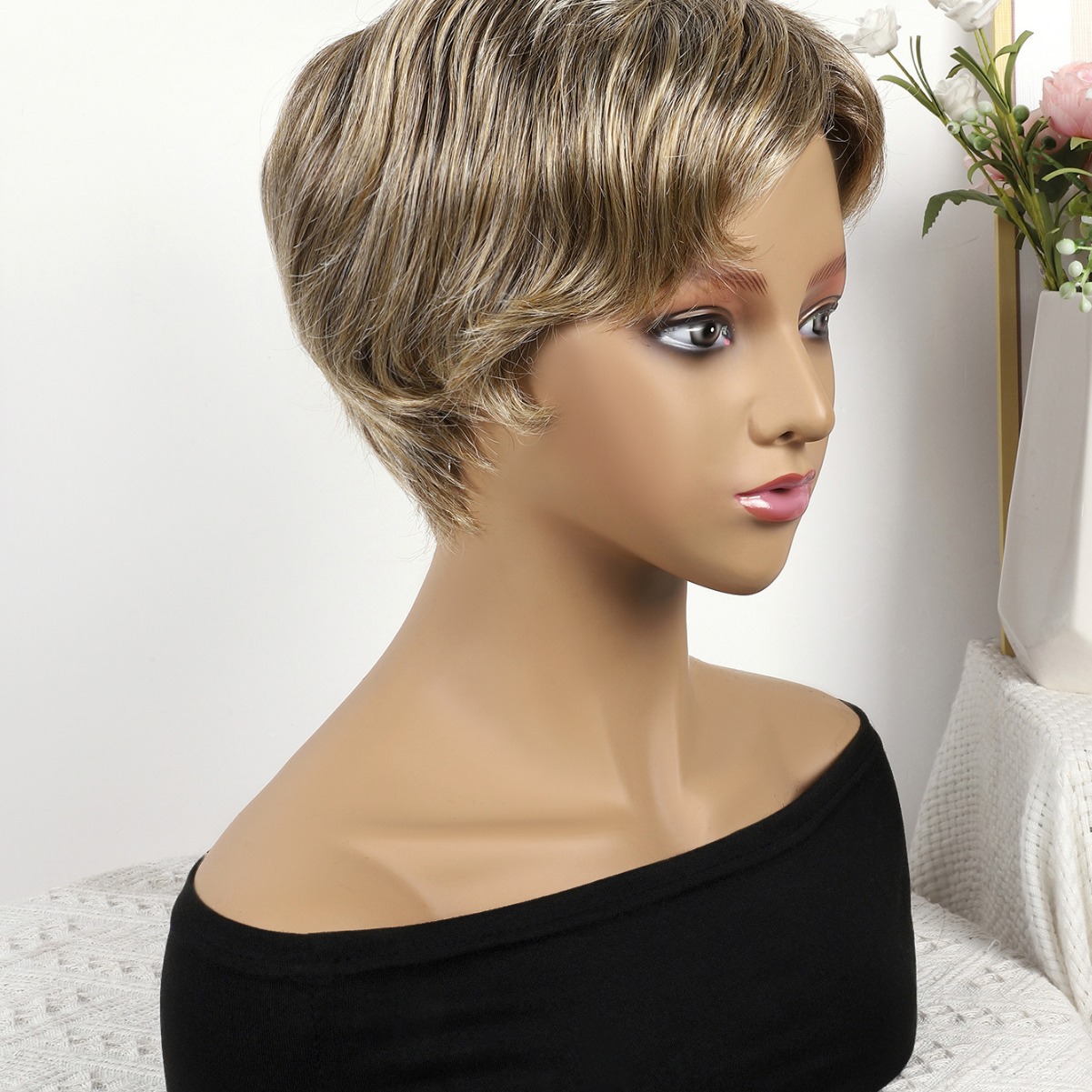 Fibra química al por mayor bob cabello pelucón mecánico pelucón cubierta de pelo