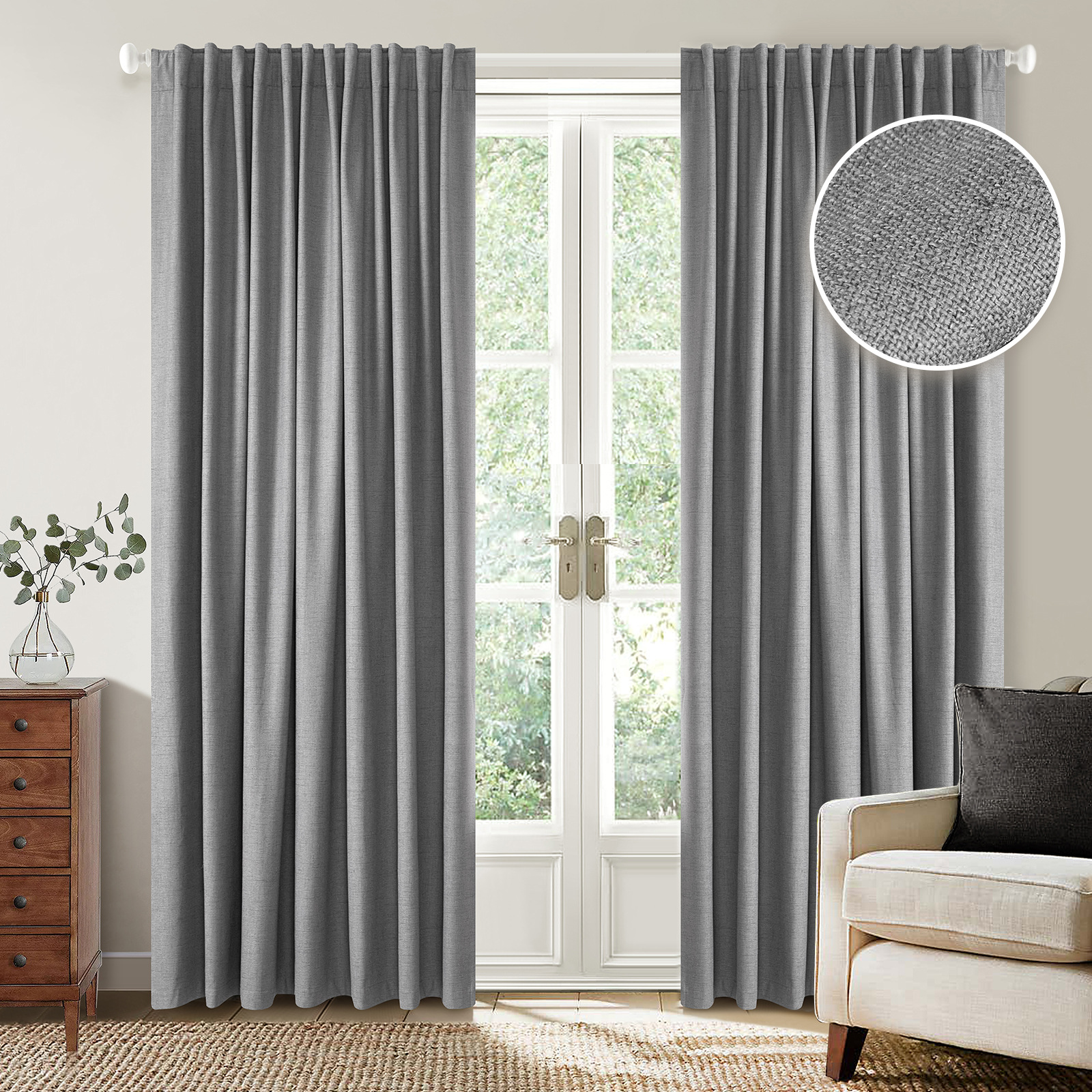 Amazon comercio exterior transfronterizo lino natural cortina de sombreado completa partición interior y exterior impermeable aislamiento de temperatura reducción de ruido tela de cortina