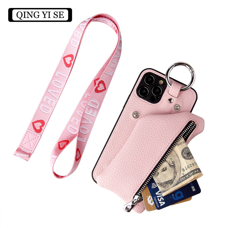 For Apple iphone11 phone case 12Promax coin purse mini phone leather case XS protective case lanyard