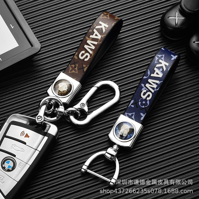 Fashion brand street car keychain round buckle pendant key chain men and women key lock anti-lost printable LOGO gift