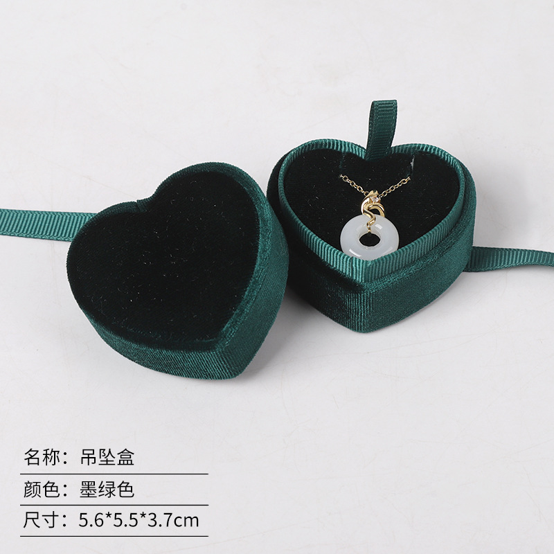 Caja de embalaje de joyas de anillo de terciopelo en forma de corazón redondo caja de joyas de terciopelo coreano caja de joyas de terciopelo Tiandi cubierta caja de joyas de cinta image 10