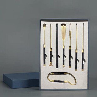 R704 brass antique color incense seven-piece set/gold-plated incense tool incense spoon incense shovel incense ash incense seal high-grade