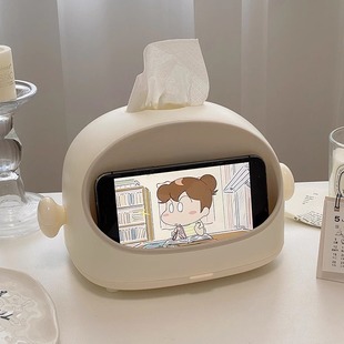 Simple Cream Style Tissue Box Living Room Coffee Table Multifunctional Remote Control Storage Box Mobile Phone Bracket Paper Box