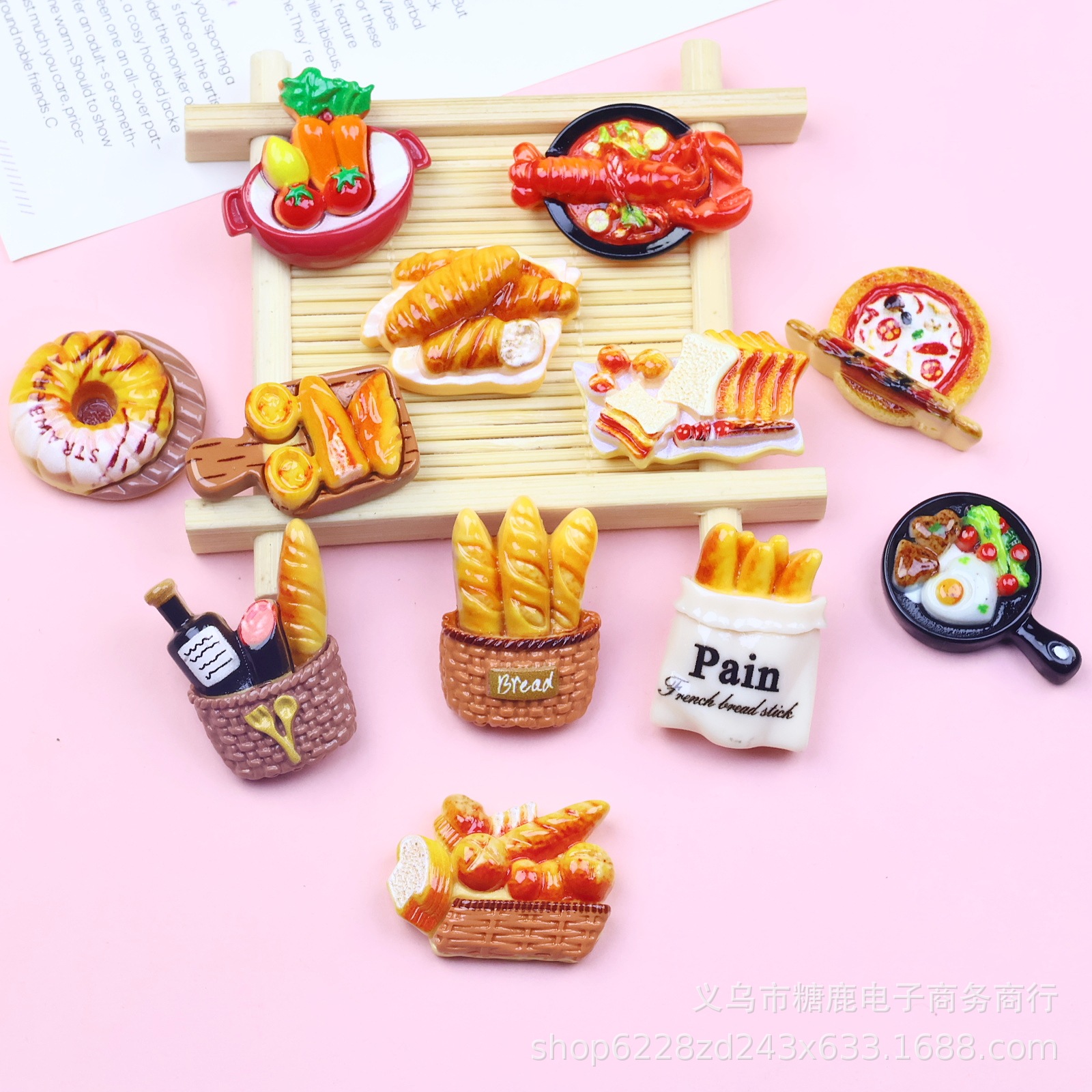 西餐食玩亮面树脂配件冰箱贴奶油胶diy发夹洞洞鞋手机壳发夹材料