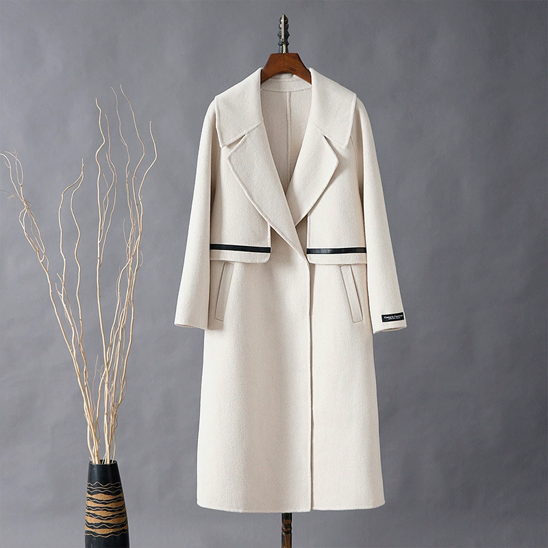 Межсезонное двустороннее шерстяное пальто, свободное повседневное шерстяное пальто средней длины в Корейском стиле