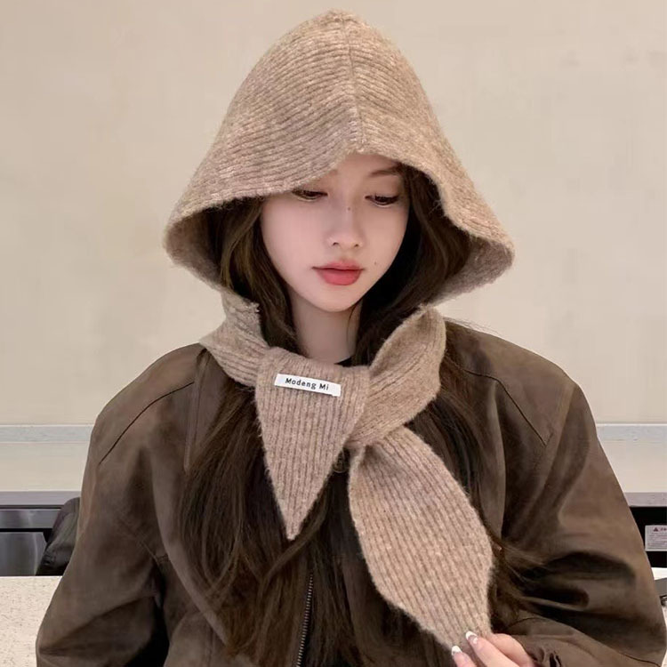 Manufacturer wholesale autumn and winter warm ear protection hat and scarf two-piece set, windproof neck warmer hat, shawl, and integrated hat