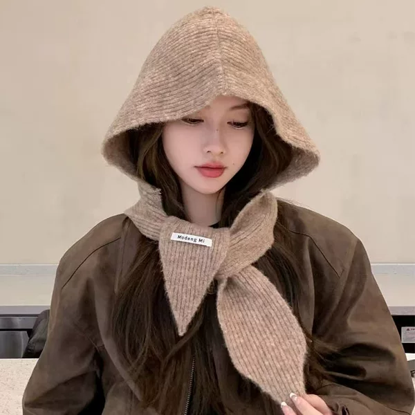 Manufacturer wholesale autumn and winter warm ear protection hat and scarf two-piece set, windproof neck warmer hat, shawl, and integrated hat