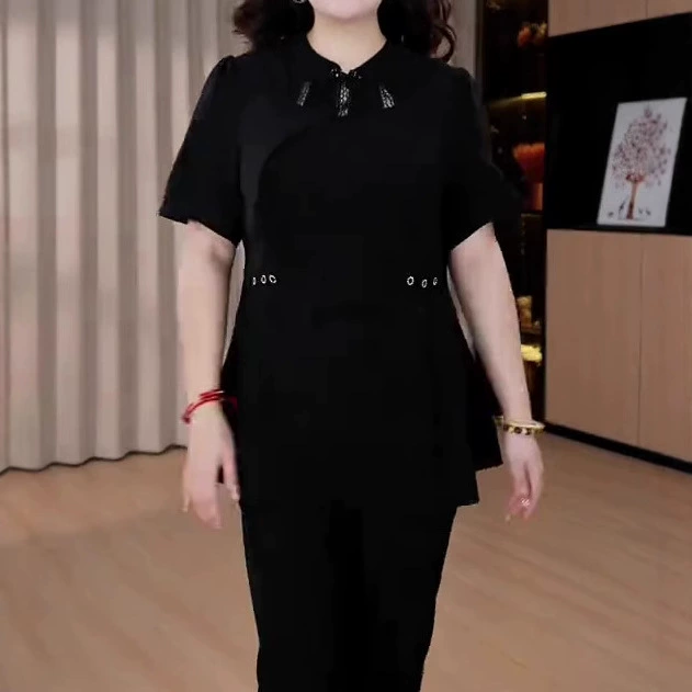 2025 модная повседневная элегантная рубашка с тяжелой ажурной вышивкой в новом китайском стиле для женщин plus size.