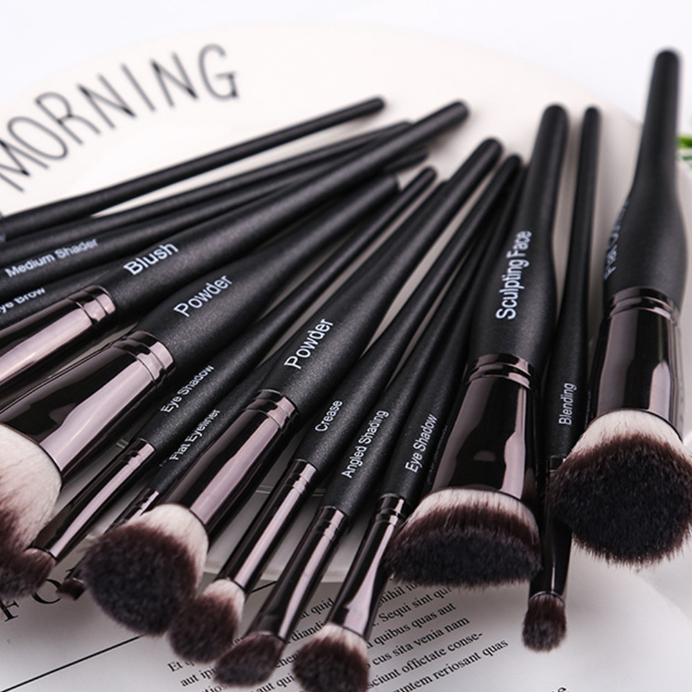 Zhuolya 15 sirena pinceles de maquillaje traje conjunto completo polvo suelto sombra de ojos cepillo de labios corrector rubor cepillo de fundación