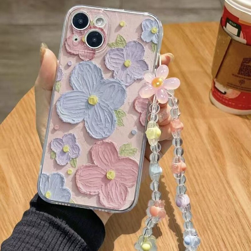 Pink Purple Flower Suitable for Iphone17Pro Mobile Phone Case Apple 16 Bracelet 14 Space Shell 13Promax New Model 15X Pink Purple Flower Suitable for Iphone17Pro Mobile Phone Case Apple 16 Bracelet 14 Space Shell 13Promax New Model 15X