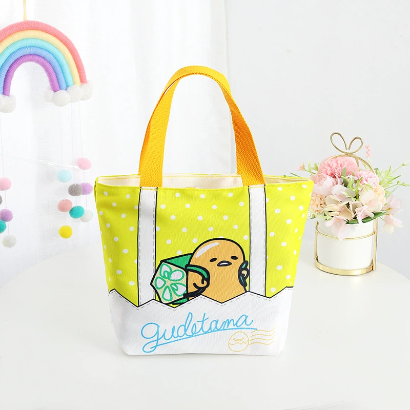 Cartoon linen bag, handheld lunch box bag, tableware for elementary school students, organizer bag, food bag