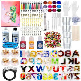 219件环氧树脂水晶滴胶手镯耳环吊坠硅胶模具套装 金箔干花亮片