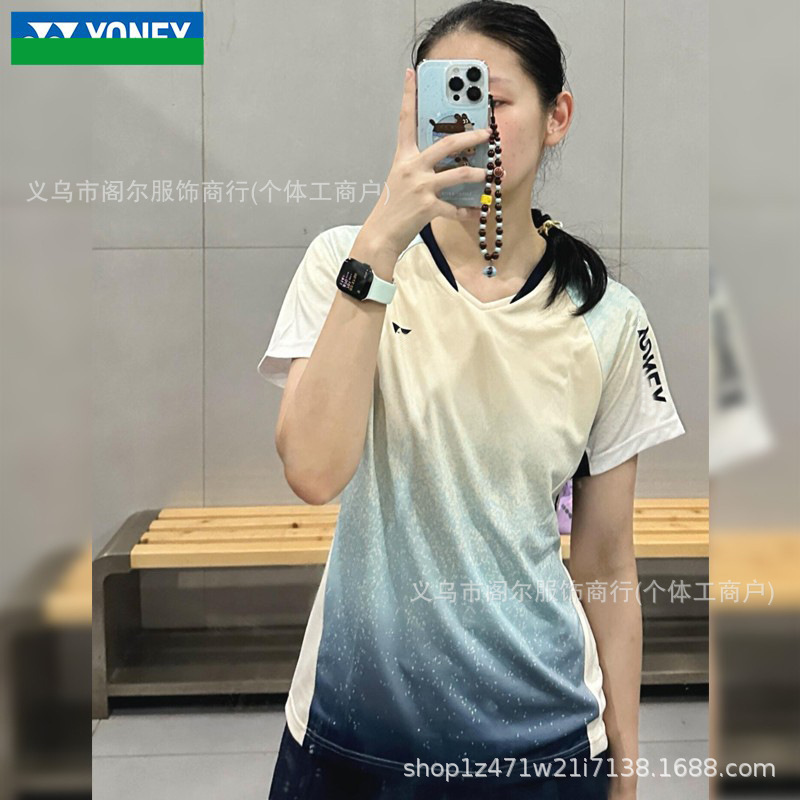 2025新款YY专业羽毛球服男女同款速干运动t恤透气比赛服短袖上衣|undefined