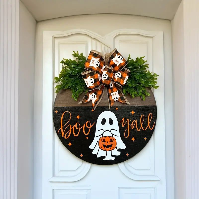 Cross-border Explosions Welcome Sign Front Door Decoration Outdoor Country Round Wooden Wreath Wall Hanging Halloween Cross-border Explosions Welcome Sign Front Door Decoration Outdoor Country Round Wooden Wreath Wall Hanging Halloween