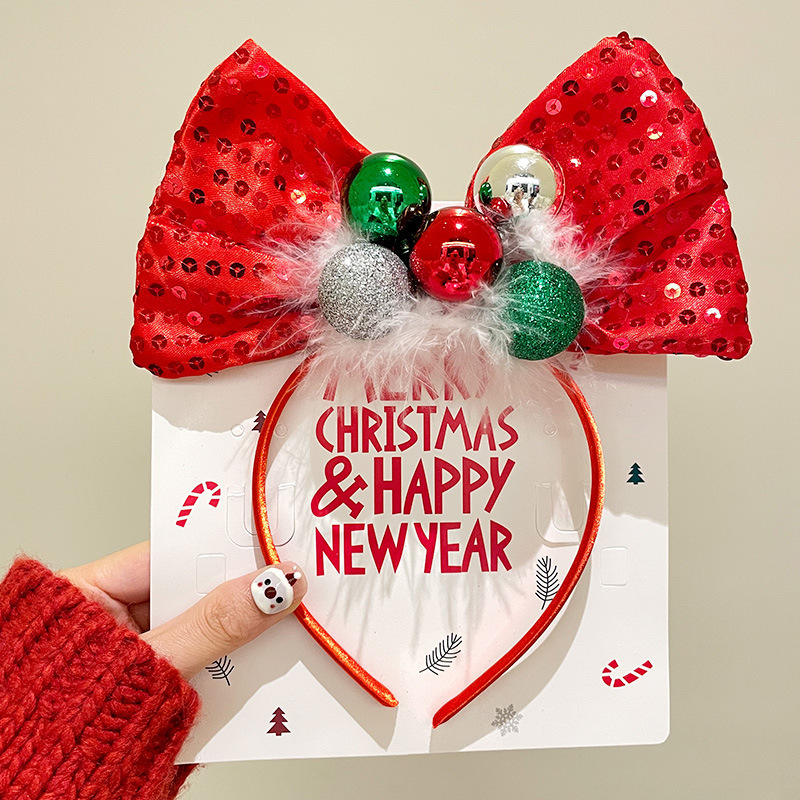 Bonito Minnie arco de cabeza de Navidad mujer dulce cabello fijación de cabello fiestas de cabello adornos de tocado