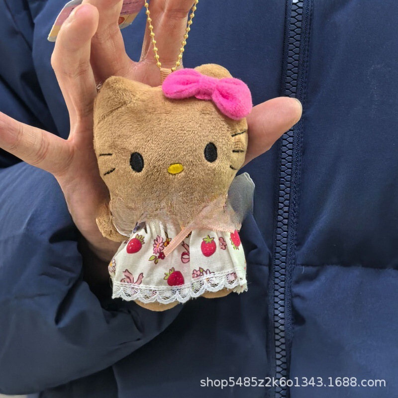 黑色草帽kitty帽宝宝挂件爱心扣公仔玩偶可爱赫本风挂饰钥匙扣|undefined