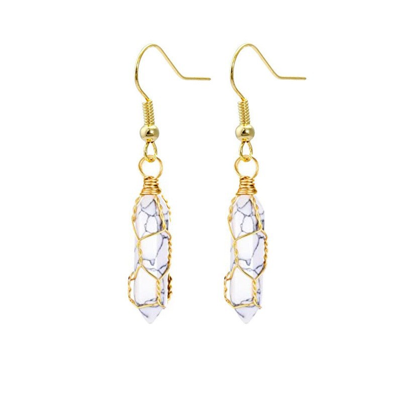 1 Pair Quantity Holiday, Daily Occasion 1 Pair Casual Simple Style Geometric Natural Stone Crystal Iron Drop Earrings