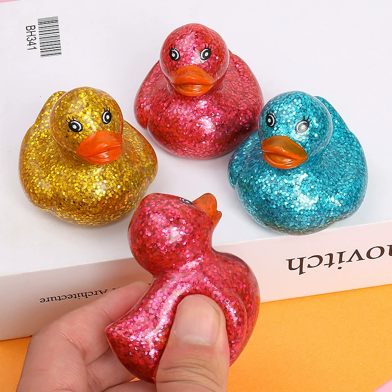 Игрушка для ванны (B.Duck) 6 см светящаяся уточка с блёстками, плавающая мультяшная игрушка