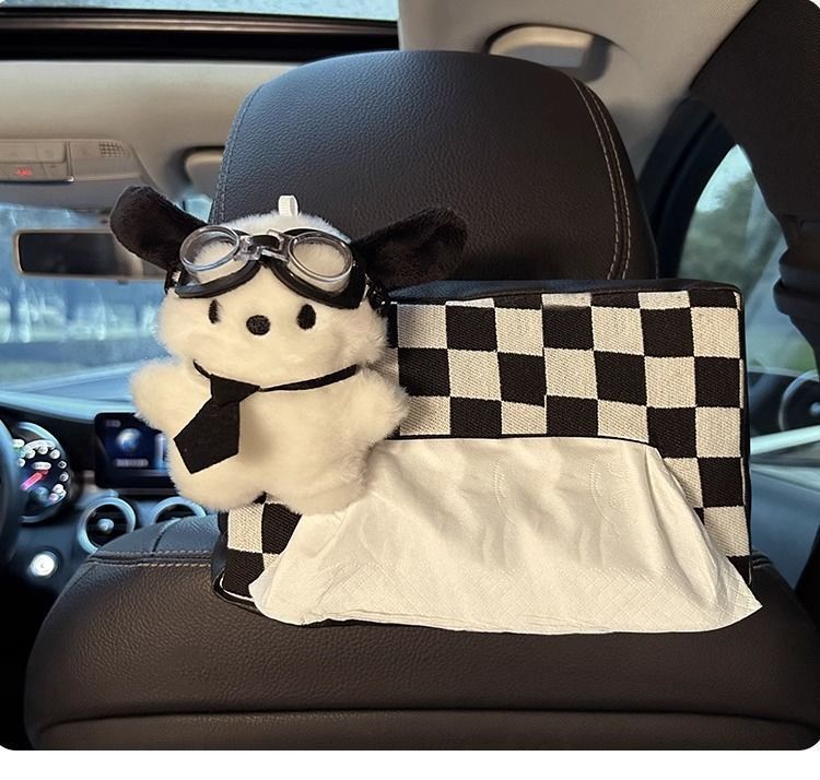 Car Decoration Tissue Box, Small Dog-Shaped Hanging Tissue Bag, Small Ornament, In-Car Tissue Box