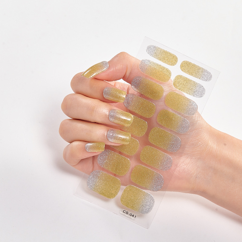 Nuevo 16-dedo ultra-delgado sin costuras pegatinas de uñas 3D pegatinas de uñas desgaste libre de gelatina almohadillas de uñas pegatinas de uñas parche helado