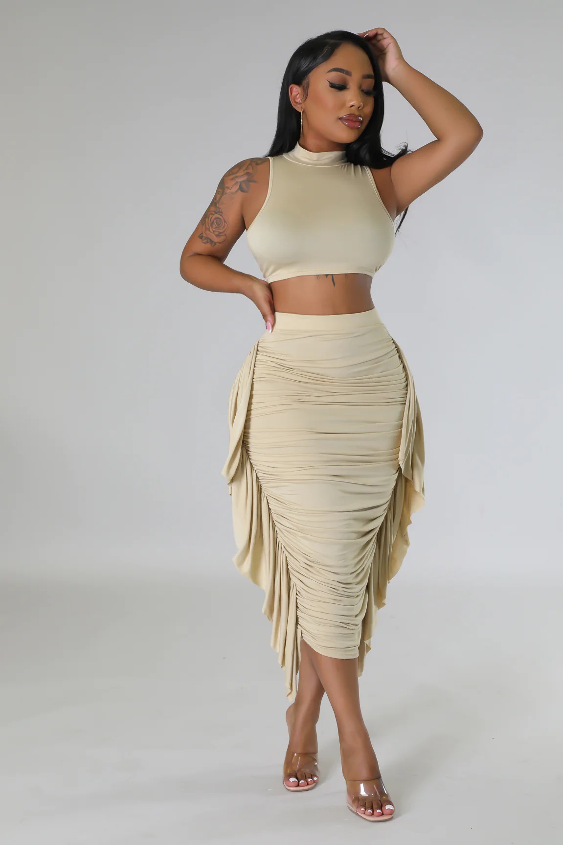 420g Weight Sleeveless Sleeve Length Tank Dress Dresses Type Spandex, Polyester Fabric Type Skirt Co-ord Set Sets Type 2 Pieces Set Quantity Daily Occasion Round Neck Neckline Regular Fit Fit Type Solid Color Pattern Summer, Spring Season Women's Gender Sexy, Streetwear Style Ruffles Craft Daily Women's Sexy Streetwear Solid Color Spandex Polyester Skirt Co-ord Set Skirt Sets 18