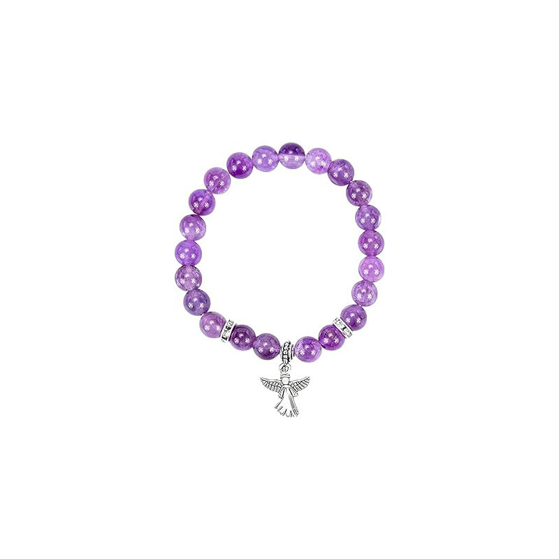 Cross-border New Amethyst Pure Hand-woven Bracelet White Pine Zebra Bracelet Mother's Day Angel Pendant Hand