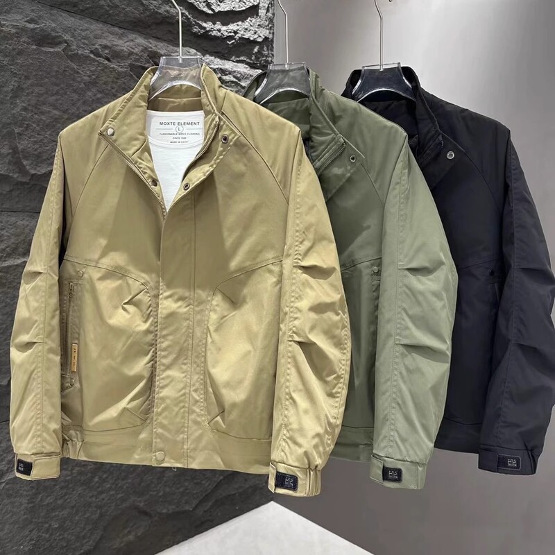 Trendy Brand Vertical Collar Jacket Men's Spring and Summer Plump Handsome Jacket Men's Trendy Brand Autumn Casual Jacket Workwear Casual Men