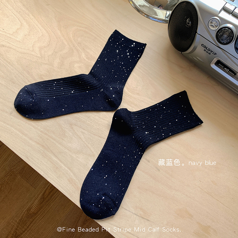 GOOD FA 2025年秋冬细珠片星闪坑条中筒袜 25758|undefined