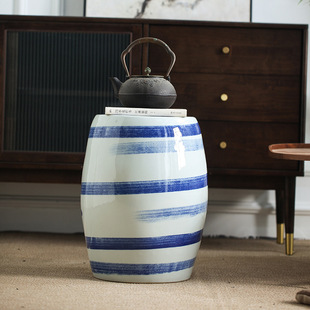 Jingdezhen Ceramic Stool Antique Blue and White Porcelain Home Ceramic Stool Pouf Shoe Changing Stool Porcelain Stool Floor Ornaments