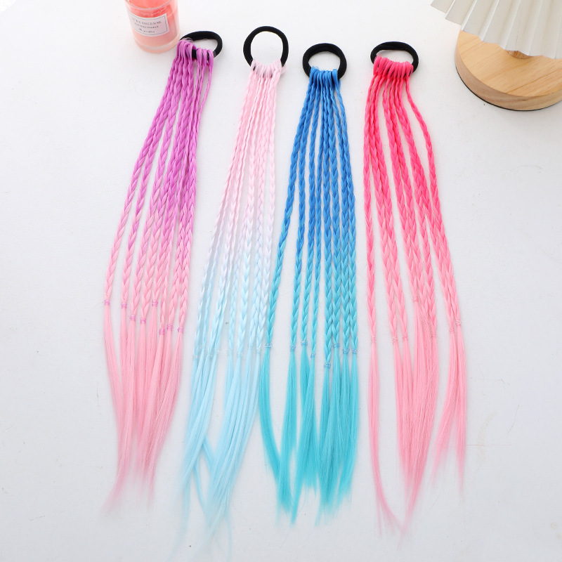 Children's Cute Girls Colorful Wig Hair Rope Princess Twist Braid Elastic Hairband Ponytail Headwear Fashion Hair Accessories Children's Cute Girls Colorful Wig Hair Rope Princess Twist Braid Elastic Hairband Ponytail Headwear Fashion Hair Accessories